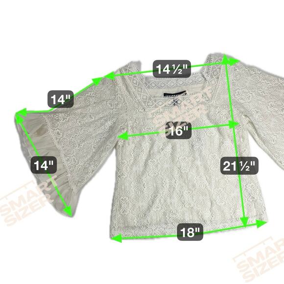 White House Black Market White Bell Sleeve Lace Square Neck Blouse Size XS - Picture 9 of 16